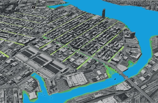 Aerial view of Greenpoint with 