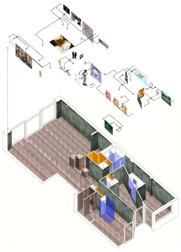 Axonometric with exploded detail for art